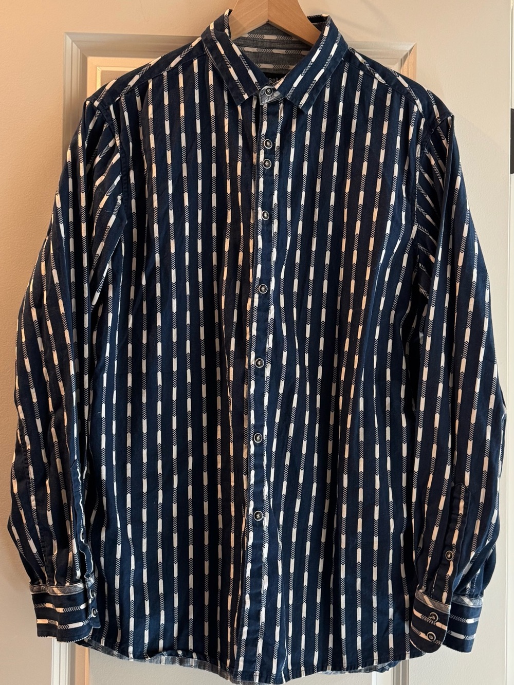 Rock Roll N Soul Arrow Print Skull Collar Button Up Shirt XL Festival Rave